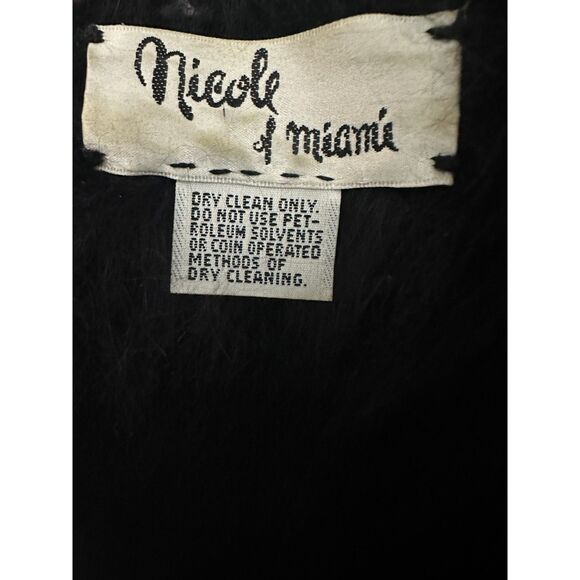 Nicole of Miami Vintage Angora Crochet Off Shoulder Black Sweater Medium Large - Picture 4 of 4